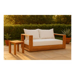 Tulum 63" Water Resistant Fabric Upholstered Outdoor Patio Sofa in Off White
