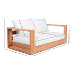 Tulum 63" Water Resistant Fabric Upholstered Outdoor Patio Sofa in Off White