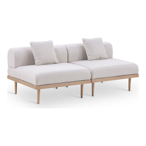 Laguna 71" Resilient Water Resistant Fabric Upholstered 2pc. Outdoor Patio Modular Loveseat in Beige