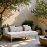 Laguna 71" Resilient Water Resistant Fabric Upholstered 2pc. Outdoor Patio Modular Loveseat in Beige