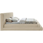 Dane Teddy Fabric Upholstered Queen Bed (3 Boxes) in Beige