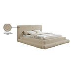 Dane Teddy Fabric Upholstered Queen Bed (3 Boxes) in Beige