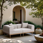 Laguna 71" Resilient Water Resistant Fabric Upholstered 2pc. Outdoor Patio Modular Loveseat in Beige