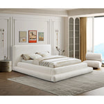 Dane Teddy Fabric Upholstered Queen Bed (3 Boxes) in Cream
