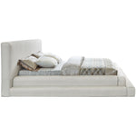 Dane Teddy Fabric Upholstered Queen Bed (3 Boxes) in Cream