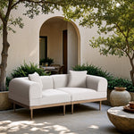 Laguna 71" Resilient Water Resistant Fabric Upholstered 2pc. Outdoor Patio Modular Loveseat in Cream