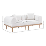 Laguna 71" Resilient Water Resistant Fabric Upholstered 2pc. Outdoor Patio Modular Loveseat in Cream
