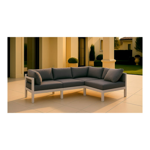 Nizuc 90" Water Resistant Fabric Upholstered 4pc. Outdoor Patio Modular Sectional (375-) in Grey