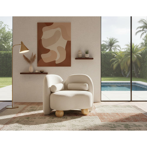 Daphne Chenille Fabric Upholstered Chair in Beige