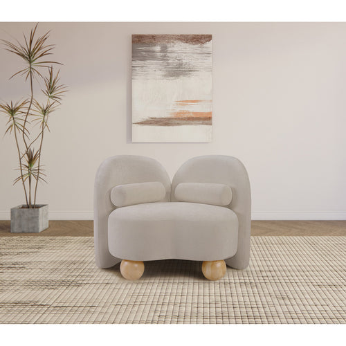 Daphne Chenille Fabric Upholstered Chair in Beige