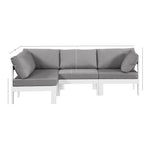 Nizuc 90" Water Resistant Fabric Upholstered 4pc. Outdoor Patio Modular Sectional (375-) in Grey