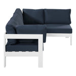 Nizuc 90" Water Resistant Fabric Upholstered 4pc. Outdoor Patio Modular Sectional (375-) in Navy
