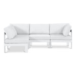 Nizuc 90" Water Resistant Fabric Upholstered 4pc. Outdoor Patio Modular Sectional (375-) in White
