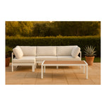 Nizuc 90" Water Resistant Fabric Upholstered 4pc. Outdoor Patio Modular Sectional (375-) in White