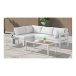 Nizuc 90" Water Resistant Fabric Upholstered 4pc. Outdoor Patio Modular Sectional (375-) in White