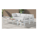 Nizuc 90" Water Resistant Fabric Upholstered 4pc. Outdoor Patio Modular Sectional (375-) in White