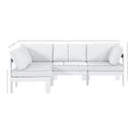 Nizuc 90" Water Resistant Fabric Upholstered 4pc. Outdoor Patio Modular Sectional (375-) in White