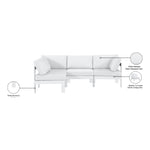 Nizuc 90" Water Resistant Fabric Upholstered 4pc. Outdoor Patio Modular Sectional (375-) in White