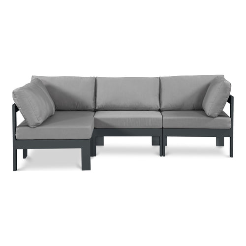 Nizuc 90" Water Resistant Fabric Upholstered 4pc. Outdoor Patio Modular Sectional (376-) in Grey
