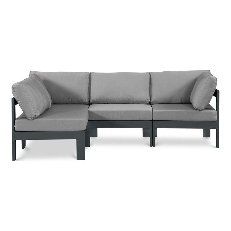 Nizuc 90" Water Resistant Fabric Upholstered 4pc. Outdoor Patio Modular Sectional (376-) in Grey