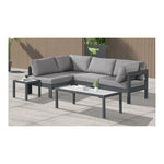 Nizuc 90" Water Resistant Fabric Upholstered 4pc. Outdoor Patio Modular Sectional (376-) in Grey