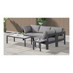 Nizuc 90" Water Resistant Fabric Upholstered 4pc. Outdoor Patio Modular Sectional (376-) in Grey