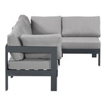 Nizuc 90" Water Resistant Fabric Upholstered 4pc. Outdoor Patio Modular Sectional (376-) in Grey