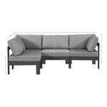 Nizuc 90" Water Resistant Fabric Upholstered 4pc. Outdoor Patio Modular Sectional (376-) in Grey