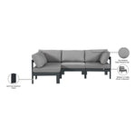 Nizuc 90" Water Resistant Fabric Upholstered 4pc. Outdoor Patio Modular Sectional (376-) in Grey