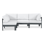 Nizuc 90" Water Resistant Fabric Upholstered 4pc. Outdoor Patio Modular Sectional (376-) in White
