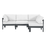 Nizuc 90" Water Resistant Fabric Upholstered 4pc. Outdoor Patio Modular Sectional (376-) in White