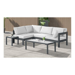 Nizuc 90" Water Resistant Fabric Upholstered 4pc. Outdoor Patio Modular Sectional (376-) in White