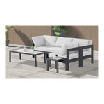 Nizuc 90" Water Resistant Fabric Upholstered 4pc. Outdoor Patio Modular Sectional (376-) in White