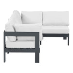 Nizuc 90" Water Resistant Fabric Upholstered 4pc. Outdoor Patio Modular Sectional (376-) in White