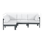 Nizuc 90" Water Resistant Fabric Upholstered 4pc. Outdoor Patio Modular Sectional (376-) in White