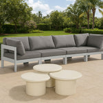 Nizuc 120" Water Resistant Fabric Upholstered 4pc. Outdoor Patio Modular Sofa in Grey