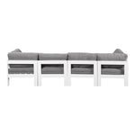 Nizuc 120" Water Resistant Fabric Upholstered 4pc. Outdoor Patio Modular Sofa in Grey