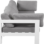 Nizuc 120" Water Resistant Fabric Upholstered 4pc. Outdoor Patio Modular Sofa in Grey