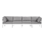 Nizuc 120" Water Resistant Fabric Upholstered 4pc. Outdoor Patio Modular Sofa in Grey
