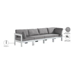 Nizuc 120" Water Resistant Fabric Upholstered 4pc. Outdoor Patio Modular Sofa in Grey