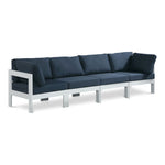 Nizuc 120" Water Resistant Fabric Upholstered 4pc. Outdoor Patio Modular Sofa in Navy