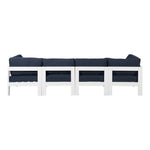 Nizuc 120" Water Resistant Fabric Upholstered 4pc. Outdoor Patio Modular Sofa in Navy
