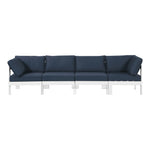 Nizuc 120" Water Resistant Fabric Upholstered 4pc. Outdoor Patio Modular Sofa in Navy