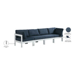 Nizuc 120" Water Resistant Fabric Upholstered 4pc. Outdoor Patio Modular Sofa in Navy