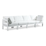 Nizuc 120" Water Resistant Fabric Upholstered 4pc. Outdoor Patio Modular Sofa in White