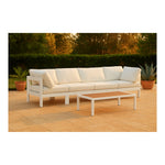 Nizuc 120" Water Resistant Fabric Upholstered 4pc. Outdoor Patio Modular Sofa in White