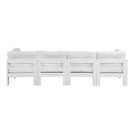 Nizuc 120" Water Resistant Fabric Upholstered 4pc. Outdoor Patio Modular Sofa in White