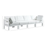 Nizuc 120" Water Resistant Fabric Upholstered 4pc. Outdoor Patio Modular Sofa in White