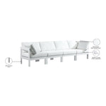 Nizuc 120" Water Resistant Fabric Upholstered 4pc. Outdoor Patio Modular Sofa in White