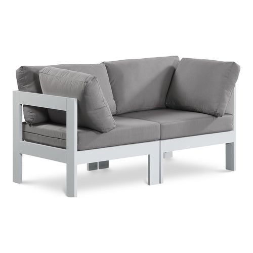 Nizuc 60" Water Resistant Fabric Upholstered 2pc. Outdoor Patio Modular Loveseat (375-) in Grey
